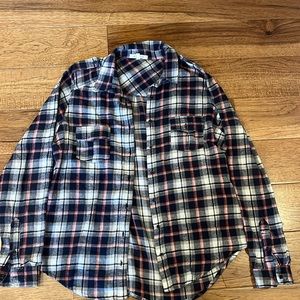100 cotton navy flannel button down shirt size small